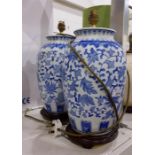 Pair of Chinese-style ceramic ginger jars turned i