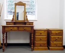 Victorian-style pine mirror-back dressing table wi