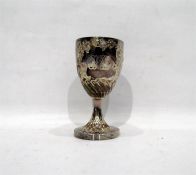 Georgian silver goblet, the repousse decoration de