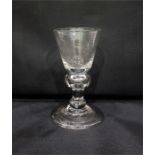 George I baluster dram glass, round funnel bowl, b