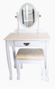 White painted mirror-back dressing table with frie