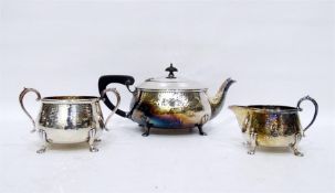 JBC & S Ltd hammered tea service comprising teapot