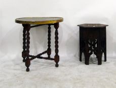 Indian circular brass topped table on spiral turne