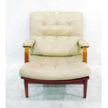 Modern bentwood and cream soft leather upholstered
