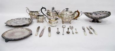 Large quantity of silver plate including teapots,