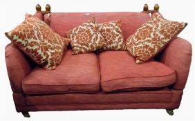Two-seater Knoll style settee with loose cushions