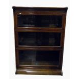 Oak three-section Wernicke-type bookcase