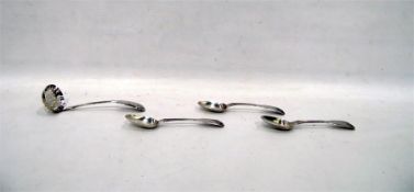 Three fiddle, thread and shell teaspoons, London 1
