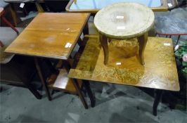 Circular stool and an Edwardian walnut two tier sq