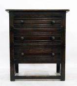 Mid 20th century oak chest of three drawers, 76cm