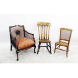 Mid 20th century mahogany framed bergere armchair,