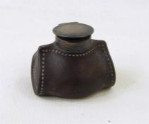 Late Victorian silver-mounted Doulton Lambeth pottery travelling inkwell in the form of a