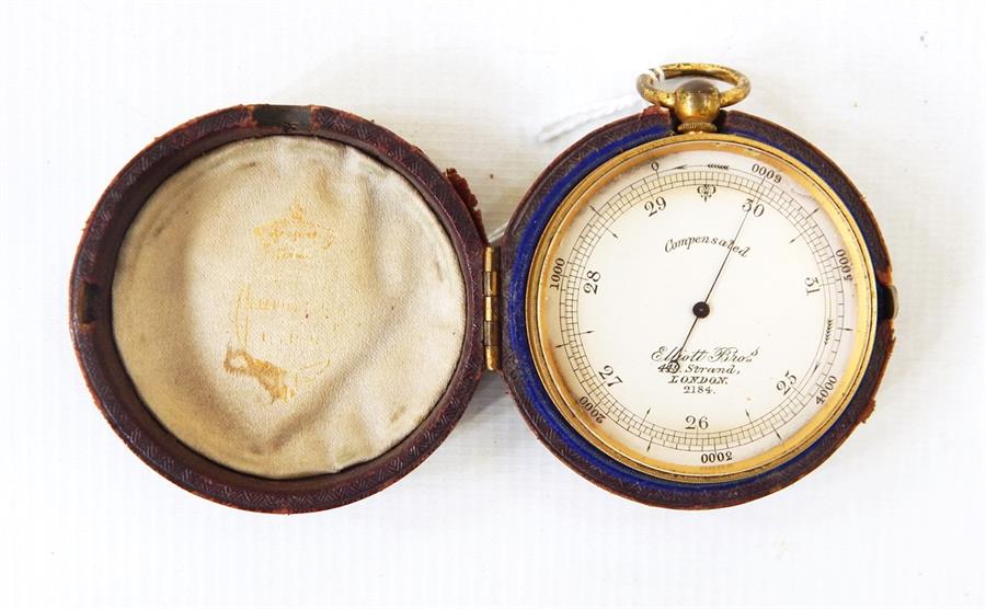 Elliot Brose, 44 Vine, Strand, London pocket barometer in leather case, no.2184