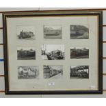 Framed set of nine photographs of railway interest