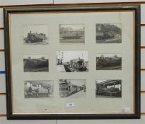 Framed set of nine photographs of railway interest