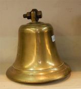 Mid 20th century brass ship's bell for the oil tanker, "Regent Wren", 22cm high.  Listed as a vessel