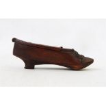 19th century shoe-pattern snuff box in the form of Victorian lady's heeled shoe, with buckle and