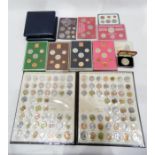 Large quantity of foreign and some English coins including world gemstones, silver 4 proof Bahamas