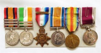Queen's South Africa Medal, King's South Africa Medal, 1914 Star (with bar), Victory Medal (name