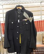 21st Lancers WWI dress uniform, black, silvered buttons, with matching peaked cap