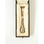 Lustre glass phial in fitted case (broken), 11cm approx