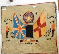 Military sampler dated 1893 to 1897, inscribed Egypt and India with flags and 15 East York to