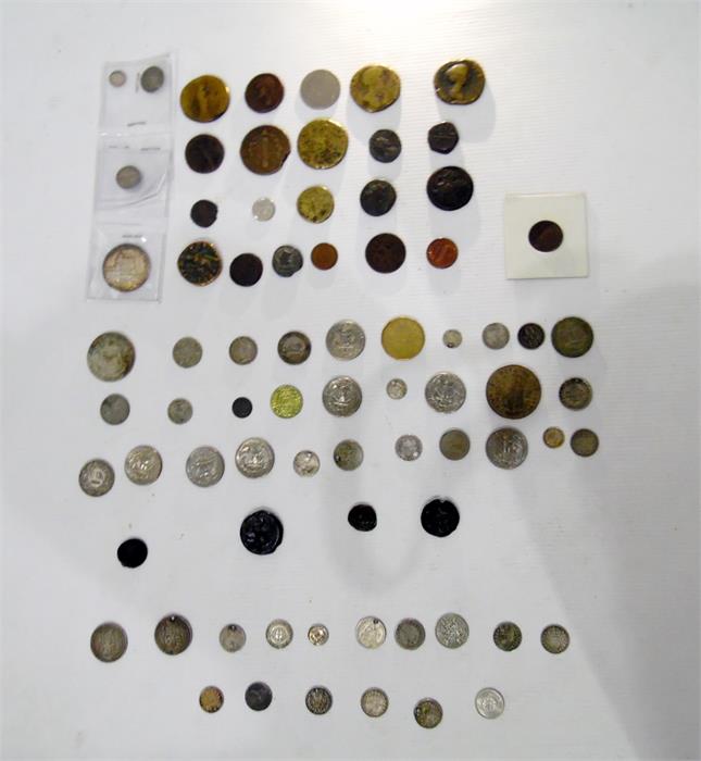 Quantity of Roman coins, mainly poor condition and a small collection of silver coins including 1885