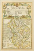 "The Road from Nottingham to Grimsby in Lincolnshire ...", within a map of Lincolnshire, coloured,