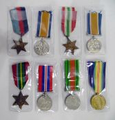 Five WWII medals including the Pacific Star, together with a WWI pair 'S J Watts RA' and a WWI war