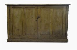 19th century dwarf pine kitchen cupboard enclosed by a pair of panelled doors, on plinth base, 152cm