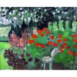 L Delevoryas (20th century school) Oil on board Garden scene, signed lower left, 38cm x 49cm