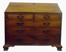 Georgian mahogany bureau, the fall revealing a fitted interior with arcaded pigeonholes, small