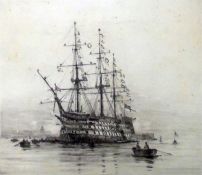 Roland Langmaid Limited edition etching “HMS Victory” (Trafalgar Anniversary), signed and titled