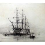 Roland Langmaid Limited edition etching “HMS Victory” (Trafalgar Anniversary), signed and titled