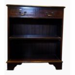 Mahogany open bookcase with two frieze drawers, on bracket feet, width 76cm