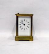 19th century brass carriage clock with gong striking movement, case engraved 'L.R.The Second