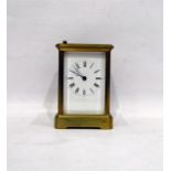 19th century brass carriage clock with gong striking movement, case engraved 'L.R.The Second