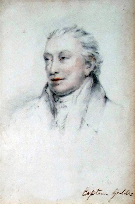 Margaret Carpenter (1793-1872)  Two pencil drawings heightened with watercolour  "Captain Geddes",