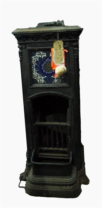Cast iron and tiled stove, 40cm wide