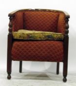 Early 20th century beech framed upholstered tub chair