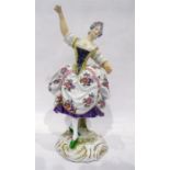 Meissen figure of a female dancer, with blue cross-sword marks to base, 25cm high