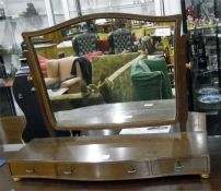 Edwardian swing framed dressing mirror with satinwood stringing to mirror, with three frieze drawers