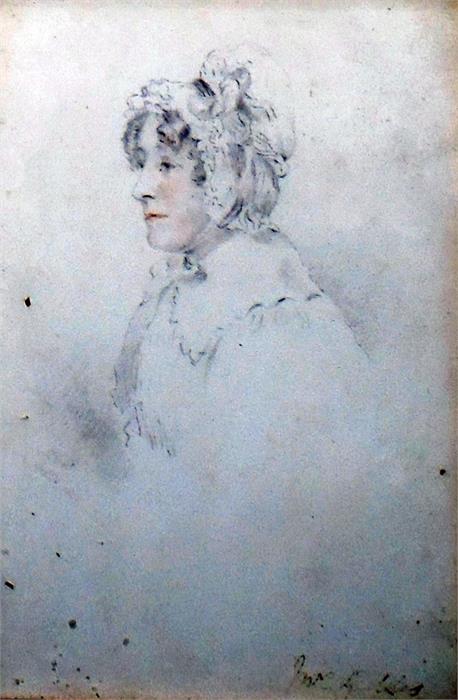 Margaret Carpenter (1793-1872)  Two pencil drawings heightened with watercolour  "Captain Geddes", - Image 2 of 2