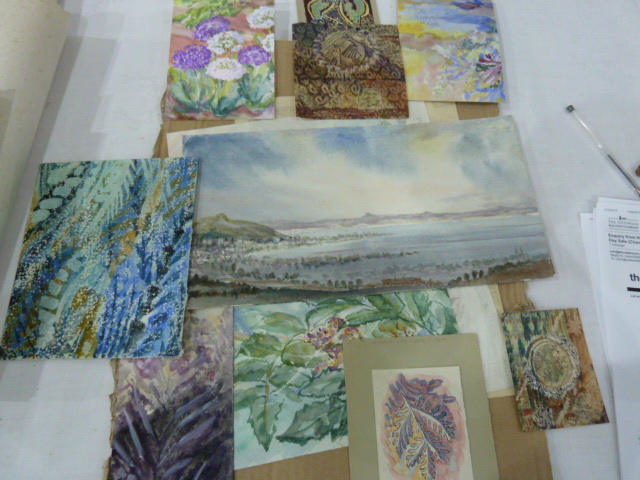 Assorted loose unframed watercolours and drawings including botanical studies, mixed media, pencil - Image 2 of 2