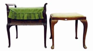 Piano stool and another with drop-in seat, bun feet, cabriole legs