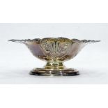 19th century silver pedestal dish, oval-shaped with foliate relief decoration, Birmingham 'IF&Sons