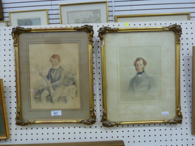 Unattributed Watercolours Portrait of a young boy with crossbow, initialled lower left, 22.5cm x - Image 8 of 8