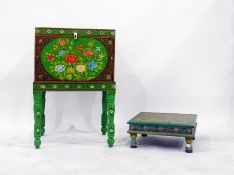 Decorative painted wine box and stool ensuite