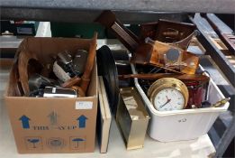 Large quantity of various collectables, treen, modern barometer, clock, carved wooden items, etc and