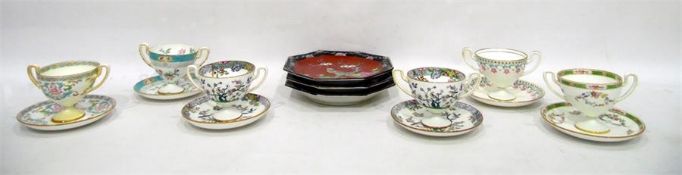 Six Mintons two-handled cups and saucers and three